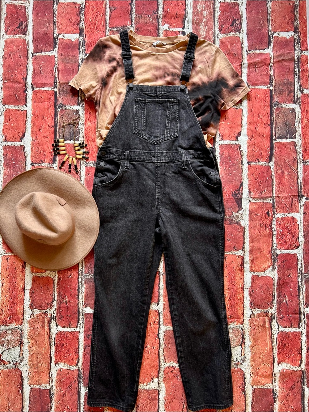 Old Navy faded black denim overalls in boyfriend fit